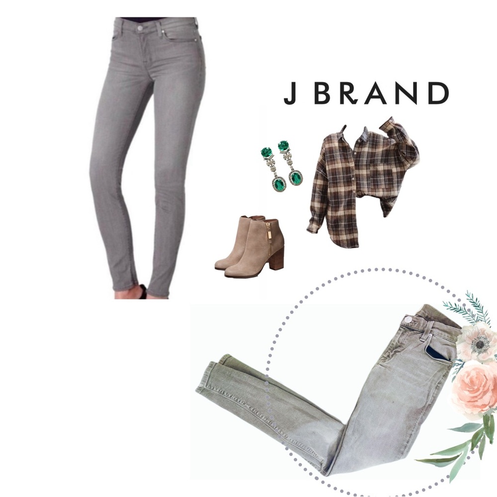 J Brand Mid Rise Skinny Leg Jeans Grey